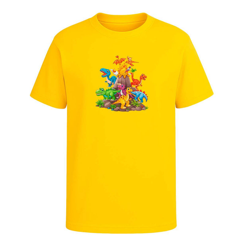 Playera "Dinosaurios con Volcán Eruptivo" - Infantil