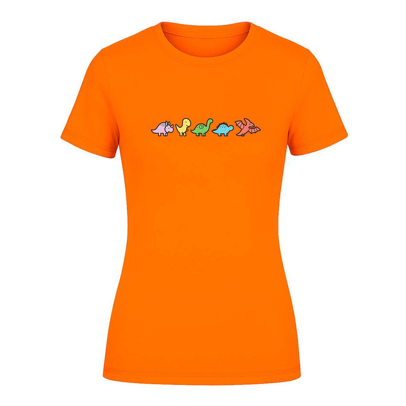Playera Kawaii de Dinosaurios para dama, diseño minimalista y divertido en tela suave, marca KreaLab, moda moderna y cómoda.