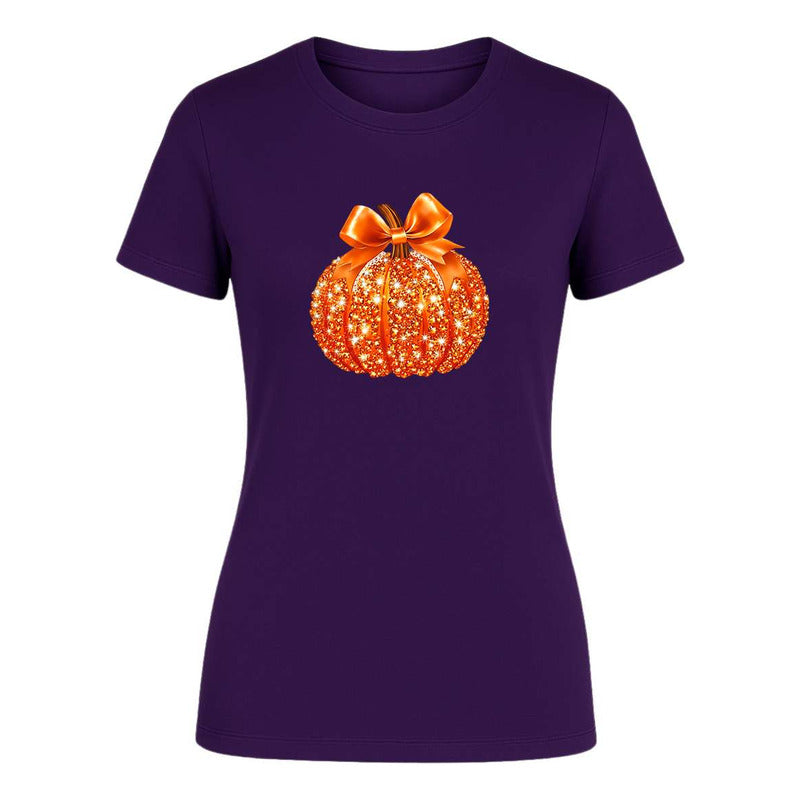 Playera Calabaza Brillante Con Lazo Halloween Fiesta De Dama