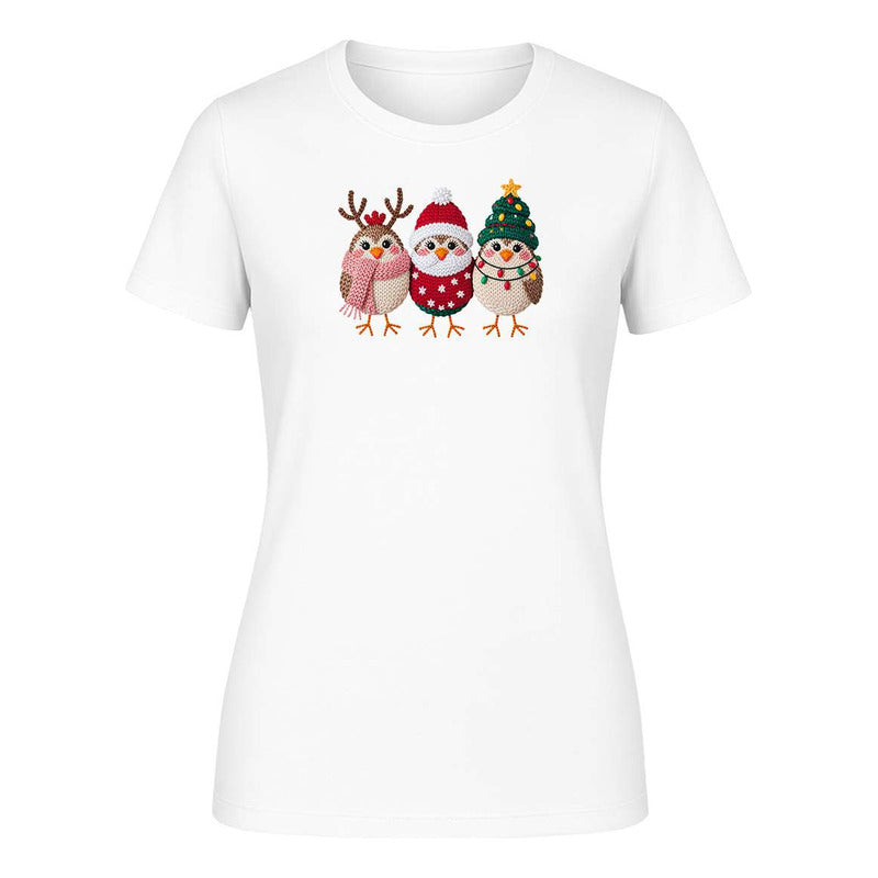Playera Pajaritos Navideños Reno Santa Árbol Regalo De Dama