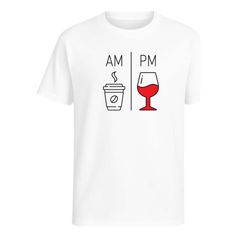 Playera Am Pm Café Y Vino Broma Humor Meme Regalo Unisex