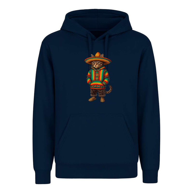Sudadera Gato Con Sombrero Mexicano Poncho Divertida Unisex