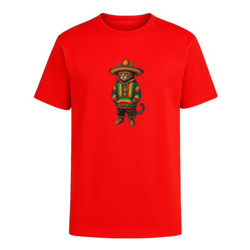 Playera Gato Con Sombrero Mexicano Poncho Divertida Unisex