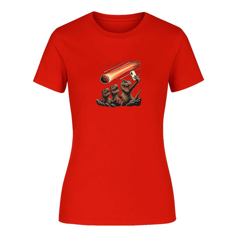 Playera "Dinosaurios Selfie Meteorito" Humor - Dama