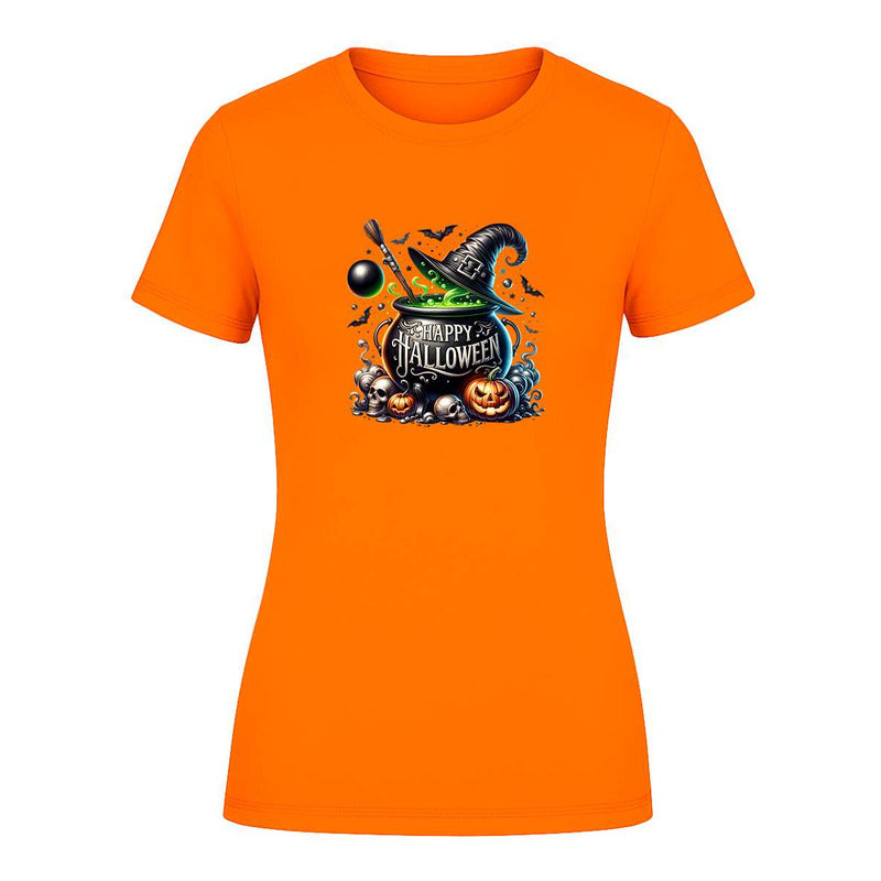 Playera Happy Halloween Caldero Bruja Calabaza De Dama