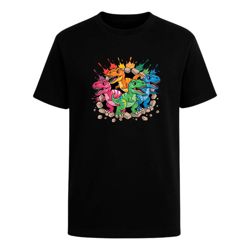 Playera Dinosaurios T Rex De Colores Estampado Infantil