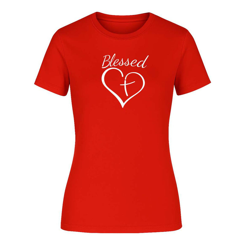 Playera "Blessed" Corazón con Cruz - Dama
