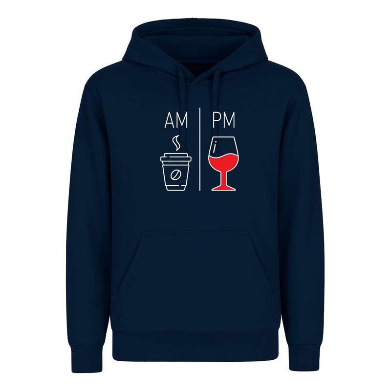 Sudadera Am Pm Café Y Vino Broma Humor Meme Regalo Unisex