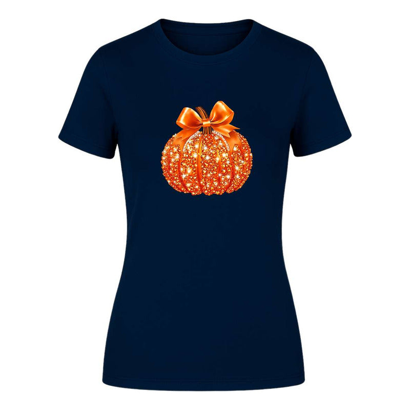 Playera Calabaza Brillante Con Lazo Halloween Fiesta De Dama