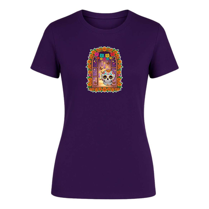 Playera "Calavera y Mariposas" Ofrenda - Dama