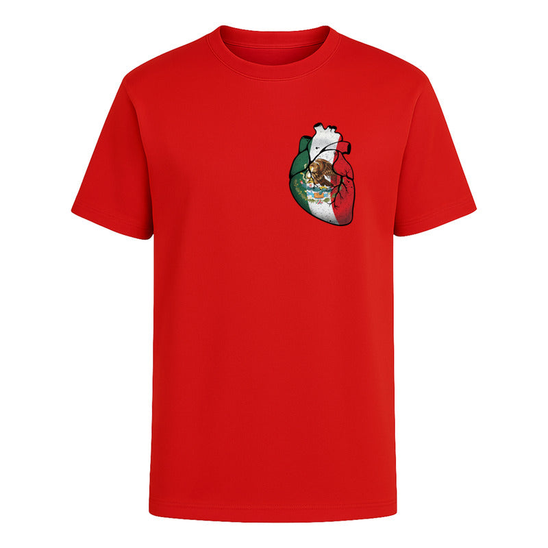 Playera "Corazón Mexicano" Bandera Tricolor - Hombre