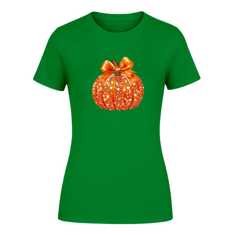 Playera Calabaza Brillante Con Lazo Halloween Fiesta De Dama