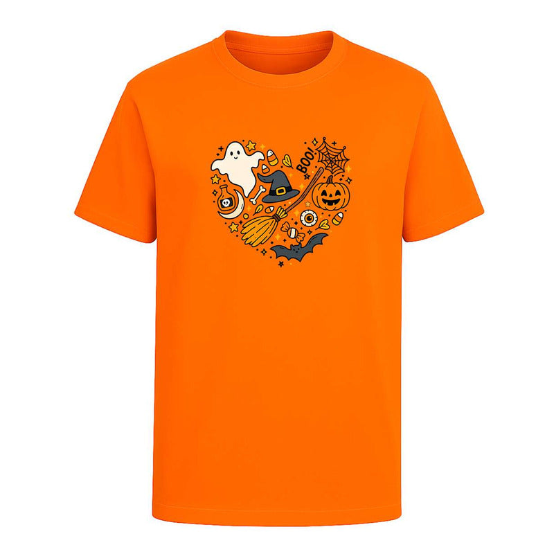Playera Corazón Halloween Bruja Escoba Boo Regalo Unisex
