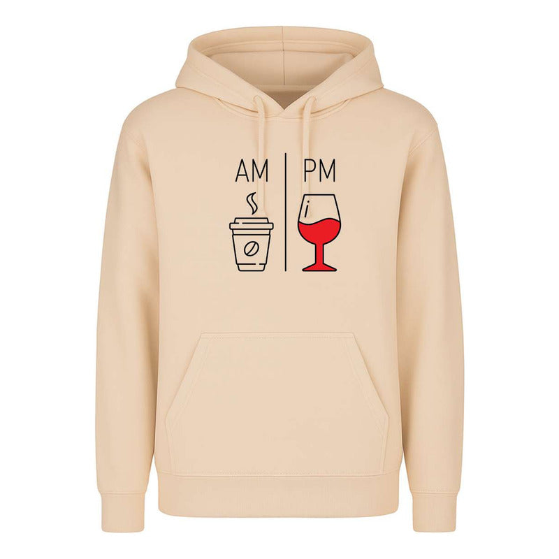 Sudadera Am Pm Café Y Vino Broma Humor Meme Regalo Unisex