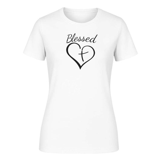 Playera "Blessed" Corazón con Cruz - Dama