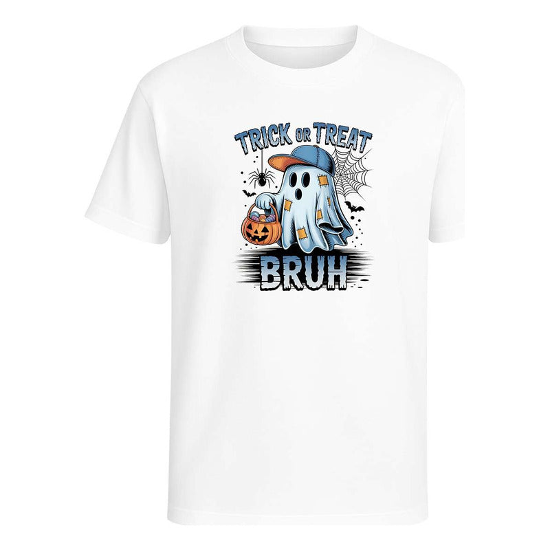 Playera Halloween Trick Or Treat Bruh Infantil Fantasma