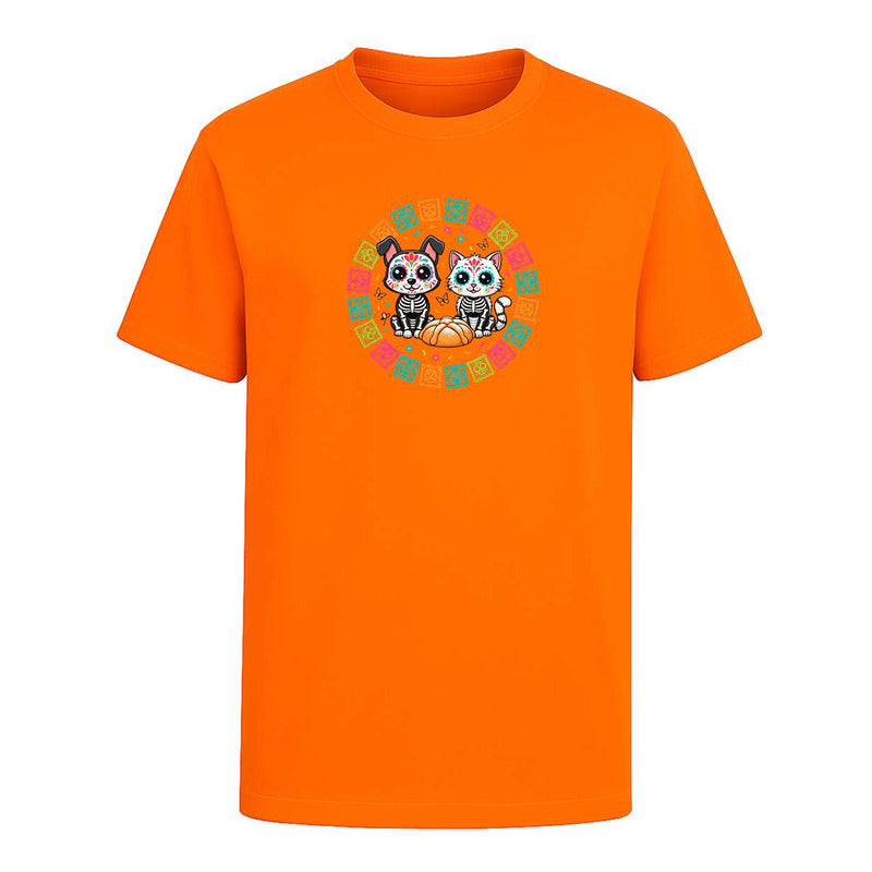 Playera Gato Y Perro Calavera Día De Muertos Ofrenda Unisex