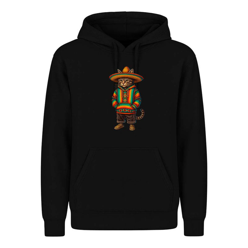 Sudadera Gato Con Sombrero Mexicano Poncho Divertida Unisex