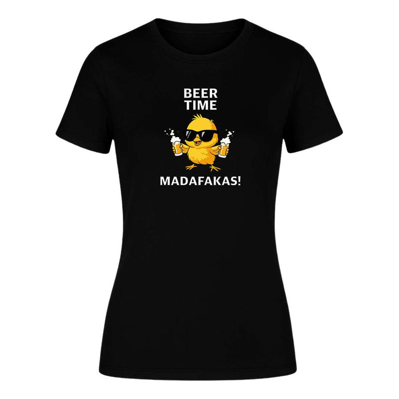 Playera "Beer Time" Pollito Humor - Dama
