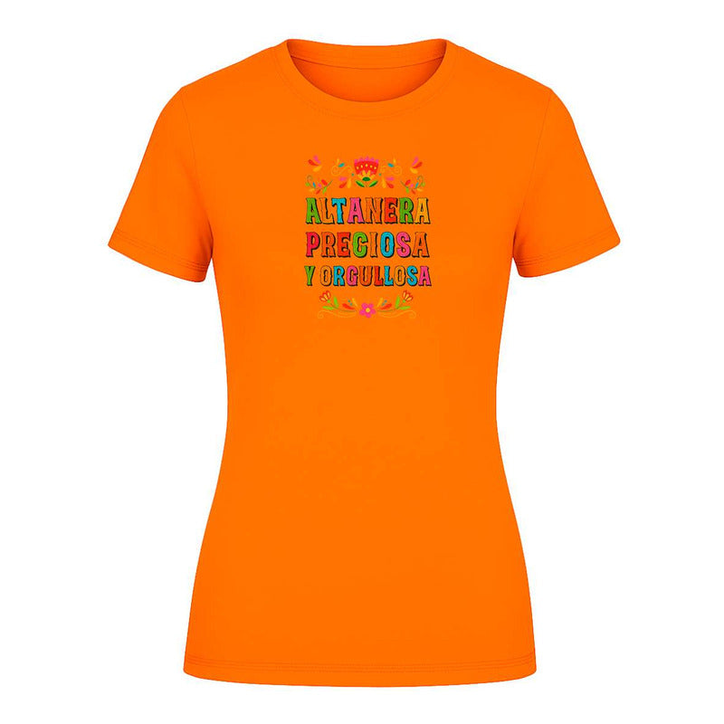 Playera para dama KreaLab con frase mexicana orgullosa y hermosa, estilo moderno y cómodo, color brillante y diseño llamativo.